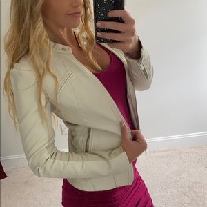 Cream Express Faux Leather Jacket NWT